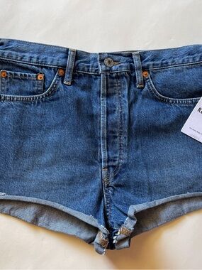 Re/Done 70s High Rise Denim Shorts NWT Rolled Hem Women’s 29